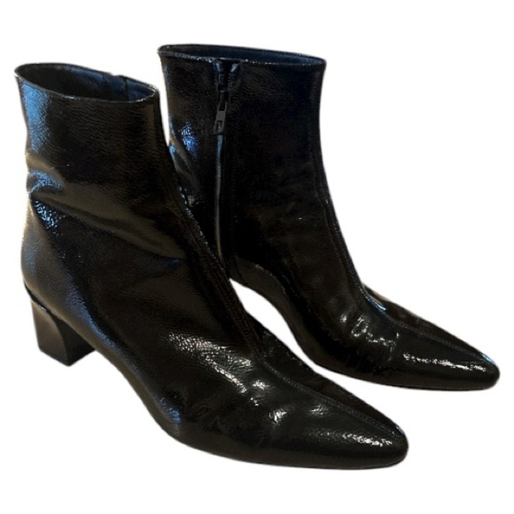 Vince Black Patent Italian Leather Ankle Boots- size 9